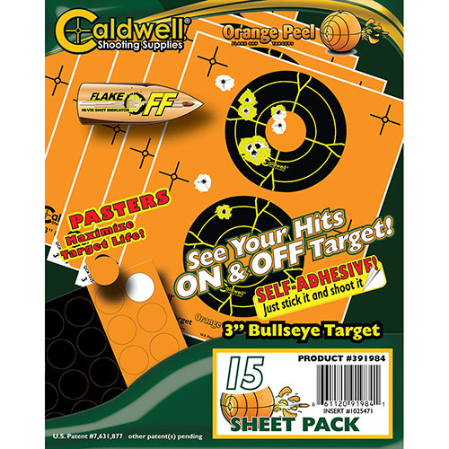 Få treff med Caldwell® Orange Peel Targets! Den oransje bakgrunnen og svarte målet gjør det enkelt å se treff og avvik, selv på lange avstander.