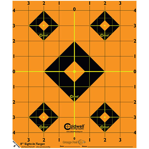 Få treff med Caldwell® Orange Peel Targets! Med dual-color flake-off teknologi ser du treffene lett, selv på lange avstander. Perfekt for presisjonsskyting.