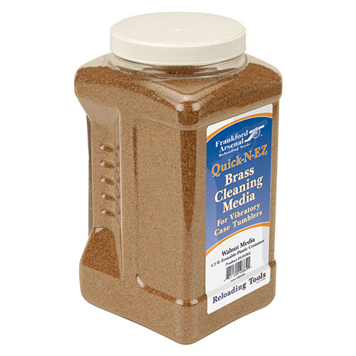 Frankford Arsenal Walnut Hull Media gir overlegen rengjøring av messing, og kommer i en praktisk, gjenbrukbar plastbeholder på 5 lbs. Perfekt for skyteentusiaster!