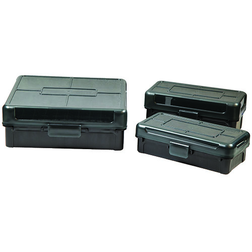 Frankford Arsenal Hinge-Top Ammo Box har en sterk mekanisk plastgang, er stabelbar, har plass til ID-etikett og åpner flatt selv i kaldt vær.