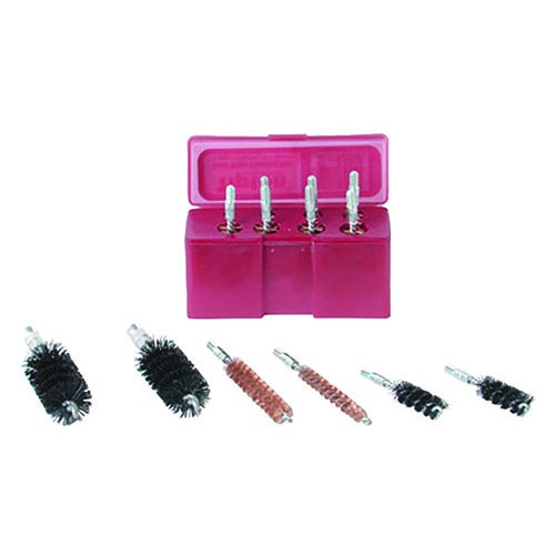 Tipton 13-delt sett med kaliberspesifikke Best Bore Brushes gir enkel tilgang til riktig børste for effektiv rengjøring av .17-.45 kaliber våpen.