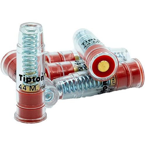 Tipton Snap Caps for Revolver 44 Mag gir deg muligheten til å unngå skade på avtrekker og hammerfjærer, ideelle for trening og lagring av våpen.