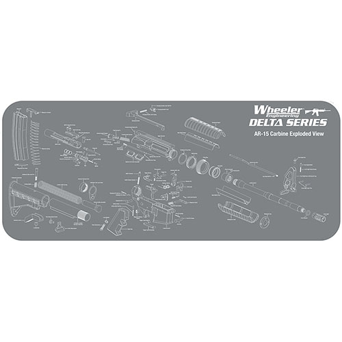 Wheeler Delta Series AR-15 Maintenance Mat har en polstret, sklisikker overflate som beskytter våpenet, absorberer olje og løsemidler, og gjør rengjøring enkelt.