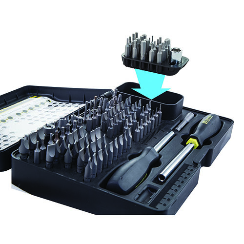 Wheeler Professional Gunsmithing Screwdriver Add-On 21 pc tilbyr et komplett sett med Hex og Torx Bits, perfekt for presisjonsarbeid på våpen.