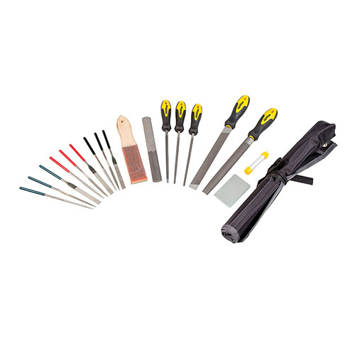 Wheeler Professional Gunsmithing File Set er ideell for alle gunsmithing-jobber, med et bredt utvalg av filer fra grov rasp til super fin diamantplate.