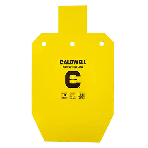 Caldwell AR500 66% IPSC stålmål er laget av AR-500 herdet stål, tåler tusenvis av skudd og har tre opphengsløsninger for trening og konkurranse.