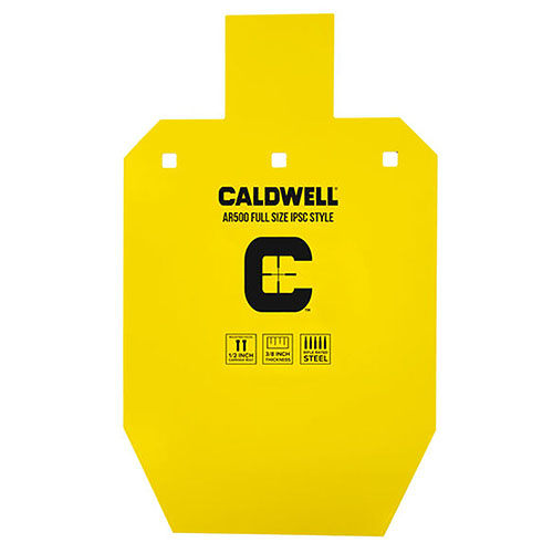 Caldwell AR500 IPSC stålmål er laget av AR-500 herdet stål, tåler tusenvis av skudd og er tilgjengelig i flere størrelser med tre opphengsløsninger.