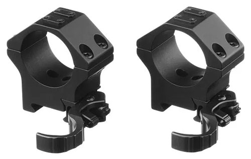 ERATAC Two-Piece Ring Mounts i 30 mm med H 20 mm tilbyr Mil-Spec kvalitet, verktøyløs QD-lås, justerbar rail tension og modulær grensesnitt for tilbehør.