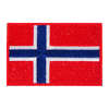 ULFHEDNAR Velcro-Patch med det norske flagget i rødt, hvitt og blått, perfekt for å vise stolthet. Størrelse: 4 x 6 cm, tilgjengelig i to farger.