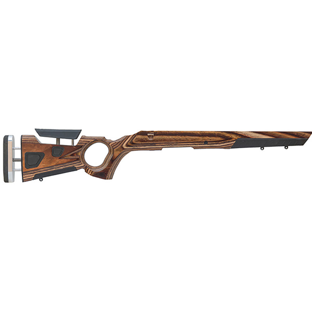 At-One™ Thumbhole justerbart våpenstokk gir perfekt tilpasning for alle skyttere med ambidextrous design, Bring-It justeringer og enkel tilpasning.