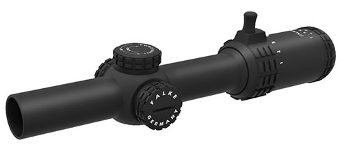 Falke 1-6x24 L4 kikkertsikte tilbyr 6x zoom, L4 belyst retikkel for raskere måloppnåelse, og en ripebestandig overflate for robust bruk i naturen.