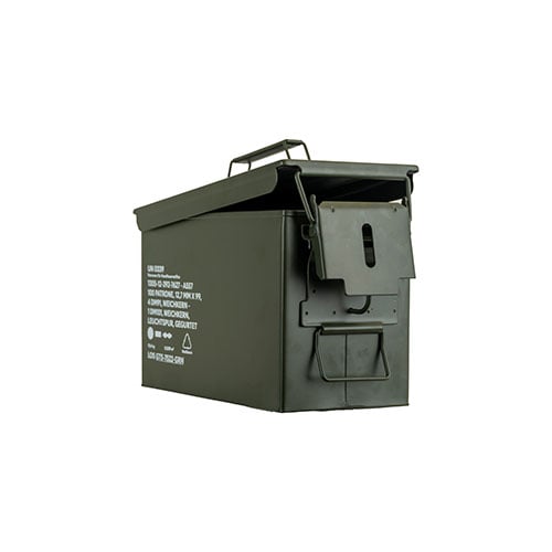 BW Ammo Can Size 2 fra German Tactical Systems gir sikker oppbevaring med robust stål, gummitetning, låsbar og sammenleggbar håndtak for enkel transport.