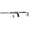 GREY BIRCH SOLUTIONS Foundation DLX tilbyr en lett, modulær og tilpassbar chassis med folding stock, justerbar lengde og høyde, samt M-Lok og Arca-Swiss kompatibilitet.