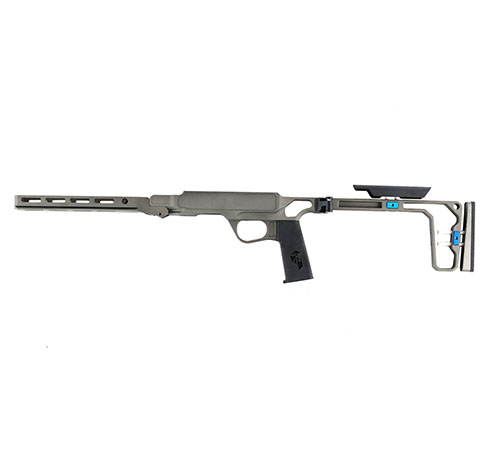Foundation 457 Chassis er lett, modulær og justerbar med M-Lok og Arca-Swiss kompatible forender, samt enkel magasinbytte og justerbar lengde og kinnhøyde.