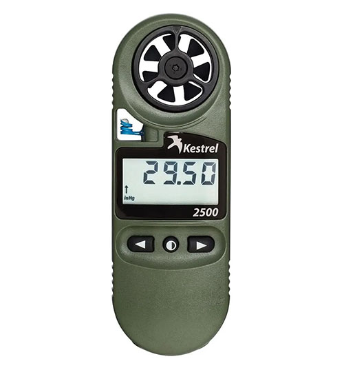 Kestrel 2500NV gir presise værdata med innebygd trykksensor, nattsynvennlig belysning og IP67 vanntett, perfekt for jegere og friluftsentusiaster.