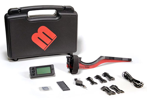 MagnetoSpeed V3 ballistic chronograph kit passer til løp og dempere fra 1/2 til 2 tommer, med ekstra klaring for lengre muzzle brakes og flash hiders.