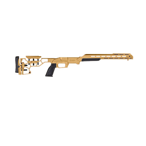 MDT ESS Chassis System Kit gir optimal ergonomi med justerbar buttstock, 15" forend og AR pistol grep, samt enkel magasininnsetting og ambidextrous lås.