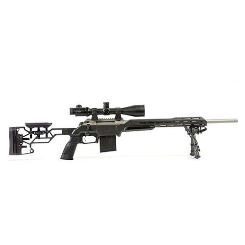 MDT ESS Chassis System Kit gir optimal ergonomi med justerbar buttstock, 15" forend og AR pistolgrep, samt enkel magasininnsetting og solid V-block bedding.