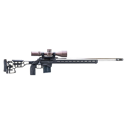 MDT ACC Chassis System for Remington 700 gir deg muligheten til å justere vekt og balanse, med vekter for forende og kolbe, samt ARCA/RRS dovetail for tilbehør.