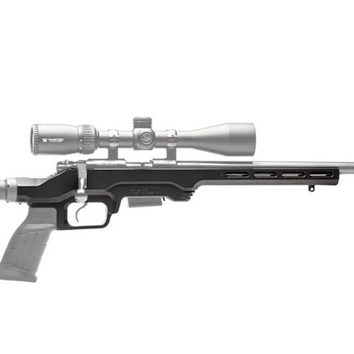 MDT LSS-RF Gen 2 Chassis System gir en lett og kompakt løsning for 22LR/17 HMR rifler, med M-Lok forend og mulighet for tilpassede pistolgrep og kolber.