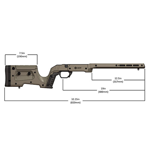 MDT XRS Complete Chassis System gir deg en komplett stokk for Howa 1500 og Weatherby Vanguard, med justerbare spacere og grep, uten behov for bedding.