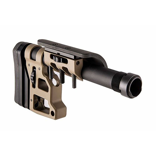 MDT Skeleton Carbine Stock er en høyytelses kolbe med verktøyløs justerbarhet og ergonomi, passer til alle LSS Chassiser og har reversibel kinnstøtte.