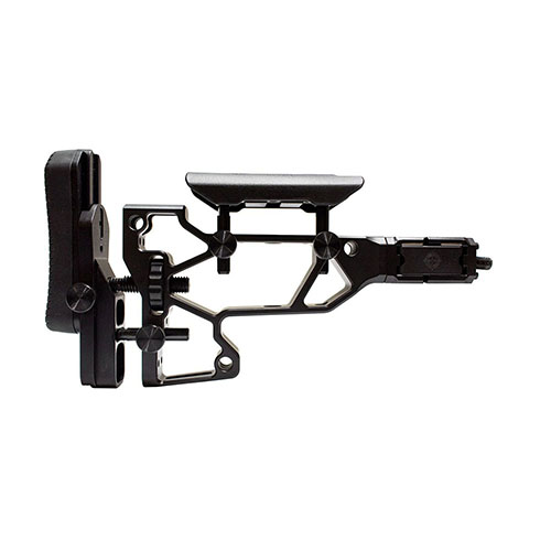 MDT Folding Rifle Stock tilbyr verktøyløs justering for optimal komfort og ytelse, med justering av kinnstøtte og kolbekappe, og passer til ACC/ESS chassiser.