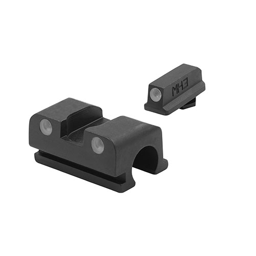 MEPROLIGHT® Tru-Dot FIXED PISTOL SET girer over 85% økning i treffeffektivitet under alle lysforhold med selvbelyste nattsikter for Walther PPS, PPX, Creed.