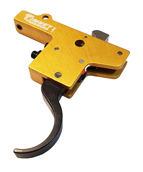 MAUSER FEATHERWEIGHT fra TIMNEY gir en justerbar avtrekksvekt på 1,5-4 lb, enkel installasjon og presis innstilling for svenske Mauser M93/M96 rifler.