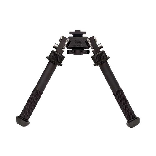 V8 ATLAS BIPOD er en lett aluminiumsbipod med robuste stållåsekomponenter, justerbare ben fra 5" til 9" og 180° justering for presis skyting.