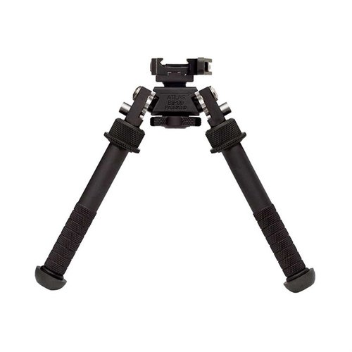V8 ATLAS BIPOD er en lett aluminium bipod med rustfrie låsekomponenter, justerbare ben, og flere festealternativer for en stabil skyteplattform.