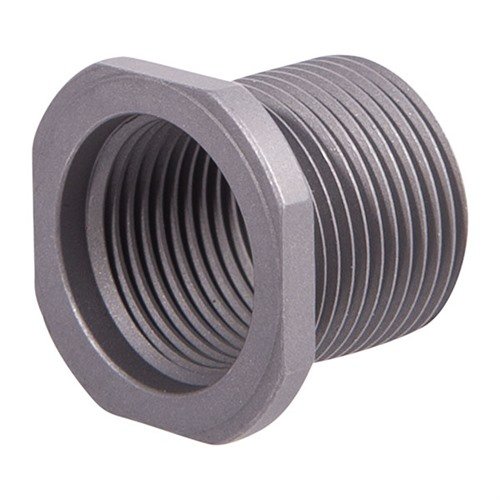Denne THREAD ADAPTER 9/16-24 til 5/8-24 i rustfritt stål gjør det enkelt å feste 5/8-24 munningsenheter til 9/16-24 gjengede løp med perfekt justering.