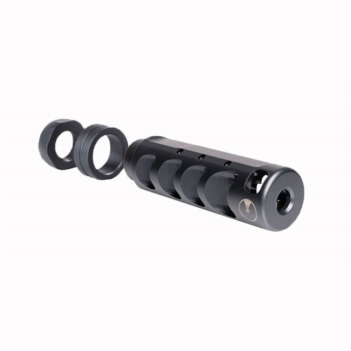 Apollo Max 6.5 Creedmoor kompensator reduserer rekyl, gir stabilitet for raske oppfølgingsskudd, laget av slitesterk 416 rustfritt stål, passer 5/8-24 TPI.