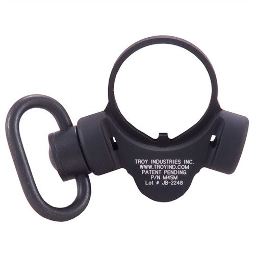 TROY INDUSTRIES AR-15/M16 end plate sling mount gir en sikker, ambidextrøs festing for slings med QD swivel, laget av slitesterk aluminium og rustfritt stål.