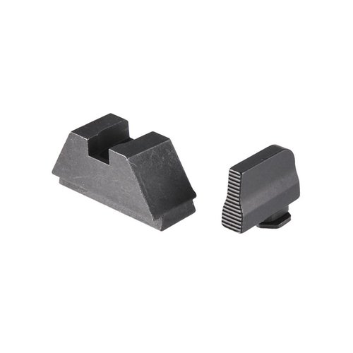 Suppressor høyde sikter gir et klart siktebilde for GLOCK med demper eller RMR. Machined stål, matte sorte finish, og anti-glare front sikte.