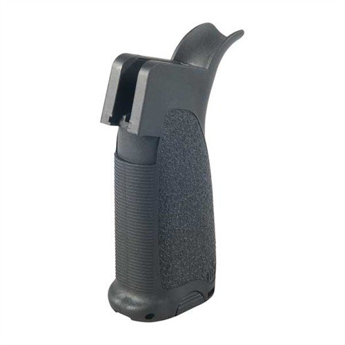 AR-15 MOD-1 GUNFIGHTER GRIP gir forbedret kontroll med ergonomisk design, slitesterk polymer, teksturert overflate og vanntett oppbevaringsrom for småting.