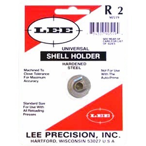 LEE UNIVERSAL SHELLHOLDER #2 er en universell hylseholder som passer de fleste reloading presses, men fungerer ikke med Lee Auto Prime. Ideell for presis omforming.