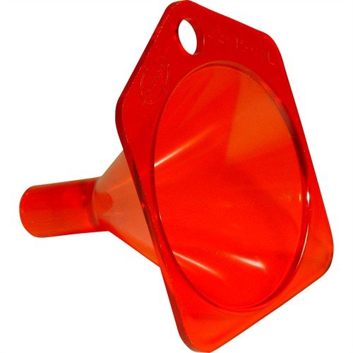 LEE POWDER FUNNEL er en stor, uknuselig trakt som passer til alle hylser fra 22 til 45 kaliber, perfekt for presis og enkel påfylling av krutt.
