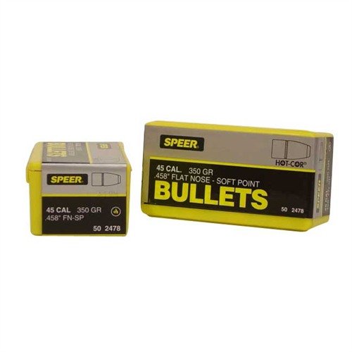 HOT-COR 458 kaliber 350gr soft point flat nose kuler gir en pålitelig ytelse og eksepsjonell presisjon takket være en solid, void-fri kjerne.