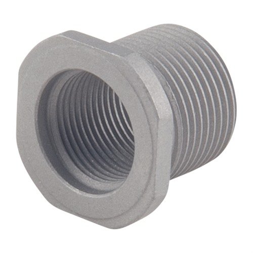 THREAD ADAPTER 1/2-28 til 5/8-24 i rustfritt stål gir perfekt justering for dempere og munnbrems, med høy holdbarhet og korrosjonsmotstand.