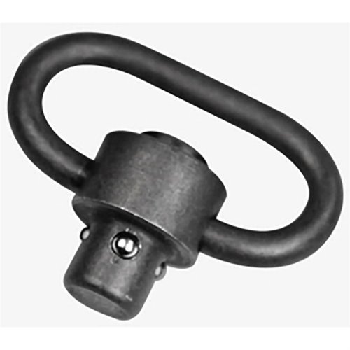 Push-knapp hurtigutløser sling swivel for 1-1/4" webbing, laget av mangan-fosfatbehandlet stål, kompatibel med QD sling festepunkter. Laget i USA.