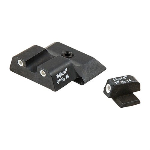 AmeriGlo Classic Tritium Night Sight-set gir klare, lett synlige sikter med hvit omriss og grønn Tritium, perfekt for Smith & Wesson M&P Shield.