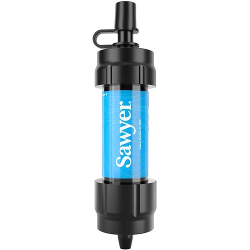 Sawyer MINI vannfilter veier kun 57 gram, filtrerer opp til 378,5 liter, og kan brukes direkte, med Squeeze Pouches eller på hydreringstanker. Ingen dyre patroner!