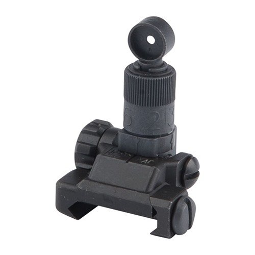 KAC 600 Meter Micro Rear Sight gir rask og nøyaktig målretning fra 200 til 600 meter, med justerbar trommel og lav profil for Picatinny rails.