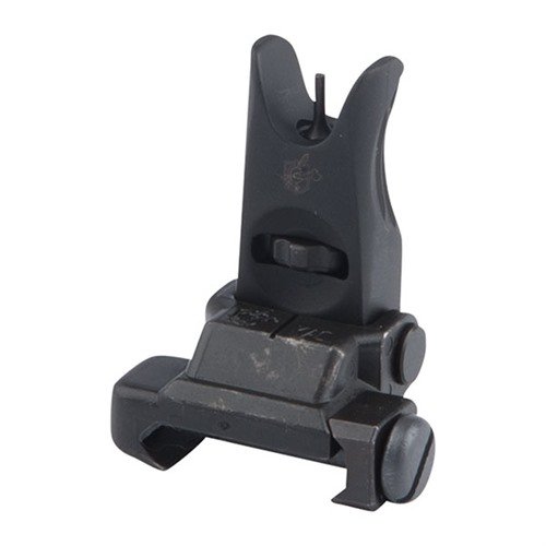 KAC Flip-Up Micro Front Sight gir lavprofil backup-sikter som ikke forstyrrer primære optikk, med verktøyløs justering og robust konstruksjon i stål og aluminium.