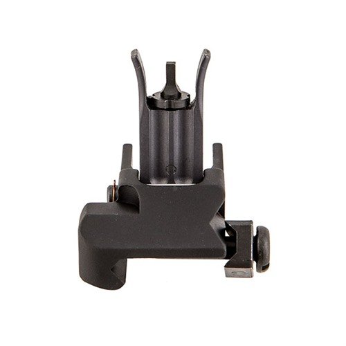 KAC M4 Flip-Up Front Sight gir presisjon og beskyttelse, passer til Picatinny rails, justerbar høyde, og har lav profil for optimal lagring.