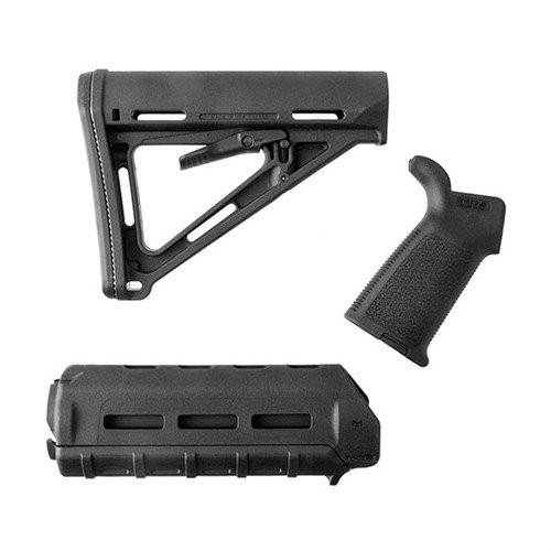 Oppgrader riflen din enkelt med Magpul MOE møbelsett, som inkluderer MOE Mil-Spec stock, MOE carbine forend og MOE grip, tilgjengelig i flere farger.