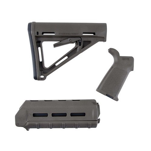 Oppgrader riflen din enkelt med MAGPULs MOE møbelsett, inkludert MOE Mil-Spec stock, MOE carbine forend og MOE grip, tilgjengelig i flere farger.