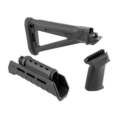Oppgrader din Kalashnikov med Magpul AK-47 MOE Stock Set, som tilbyr forbedret ergonomi, M-LOK monteringsmuligheter og intern lagring for optimal ytelse.