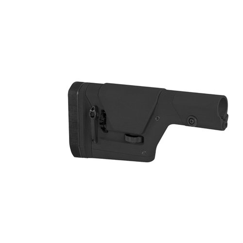 PRS GEN3 er en justerbar presisjonskolbe for AR15/M16 og AR10/SR25, med verktøyløs justering av lengde og kinnstøtte, samt M-LOK spor for ekstra tilbehør.